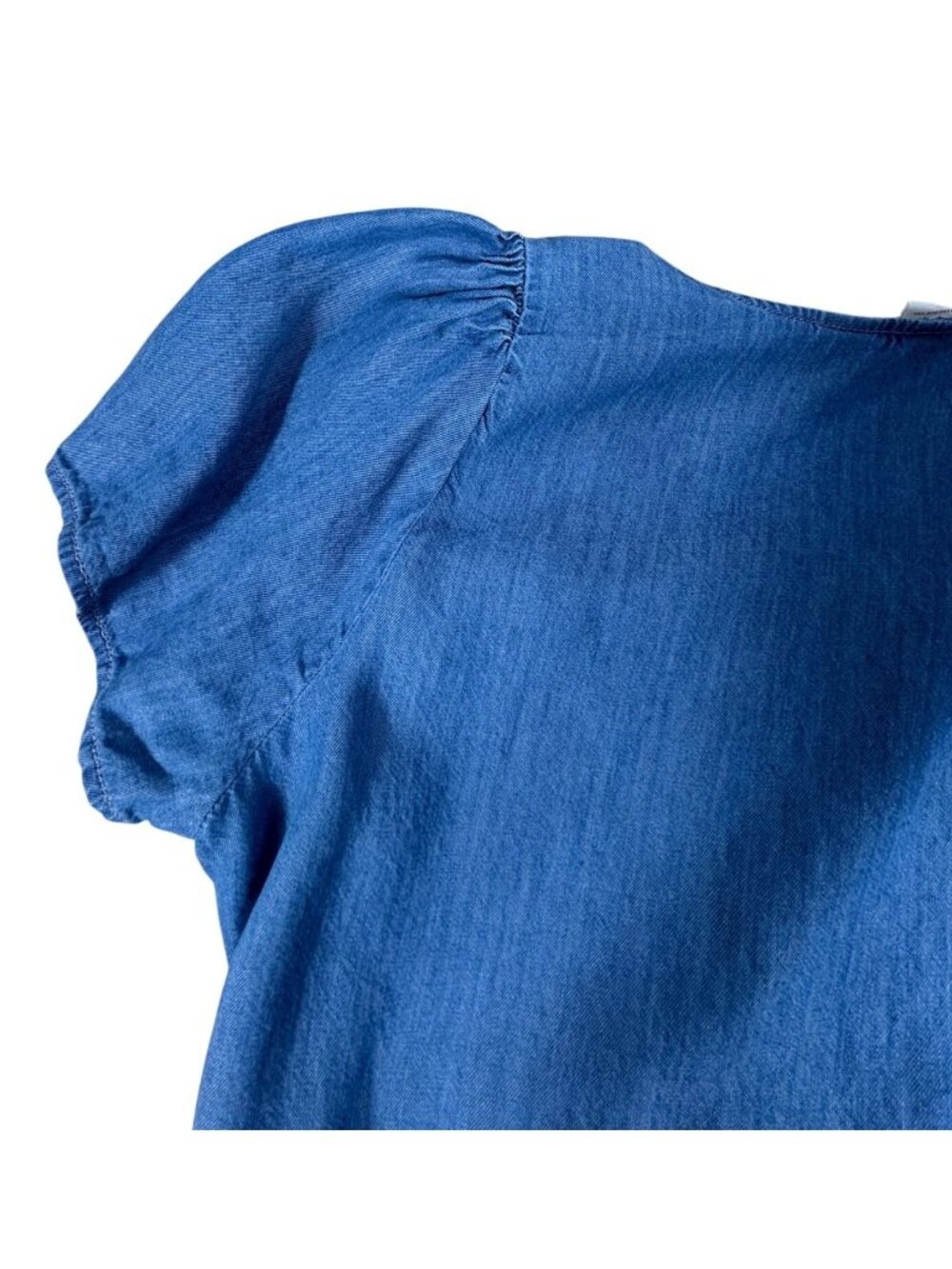 NEW Levis Blue Denim Short Sleeve Dress 2X Western Mini Flutter Sleeve Stretch - Picture 13 of 13